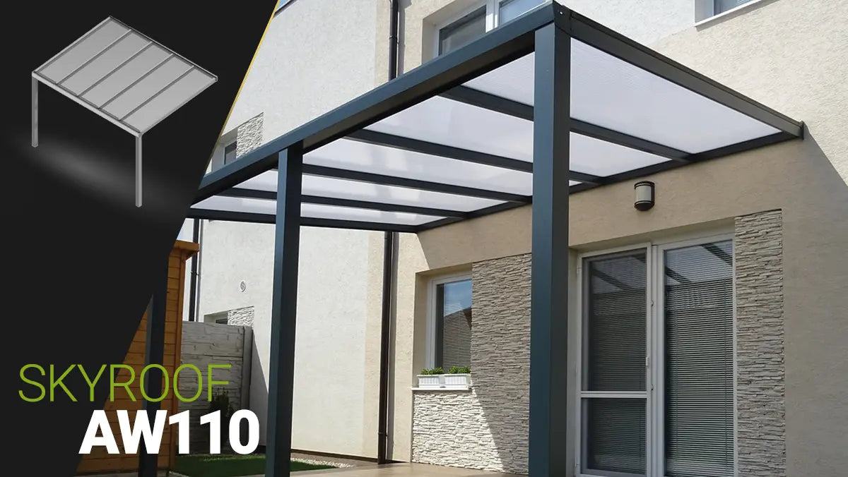 ALUXIL Terrassendach | Glas klar | Wandmontage